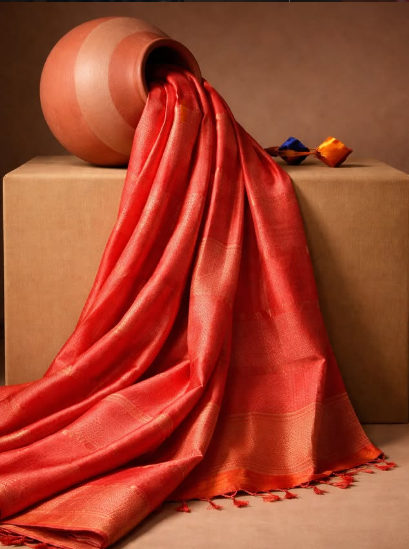 Orange Pure Silk saree