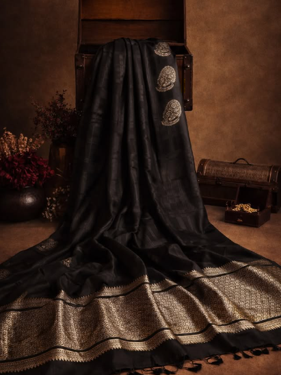 Black Pure Silk saree